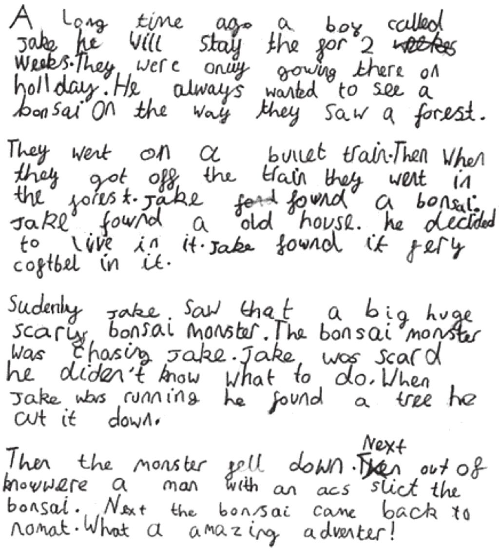 Piece A: Narrative Following prior learning about recounts, and class discussion of story structure, pupils were asked to write a story of their own.