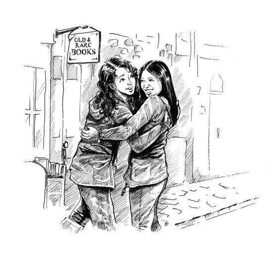 Illustrated Girls Educational Guide Discussion Questions Carly and Nan. Illustrated by Nick Guarracino for the Carly Keene: Literary Detective series by Katherine Rue. In This Together Media, 2014.