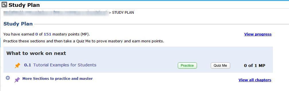 To see how many sections or objectives you have mastered and how many still remain, you can click View progress on the Study Plan page to see a chart that shows the details.
