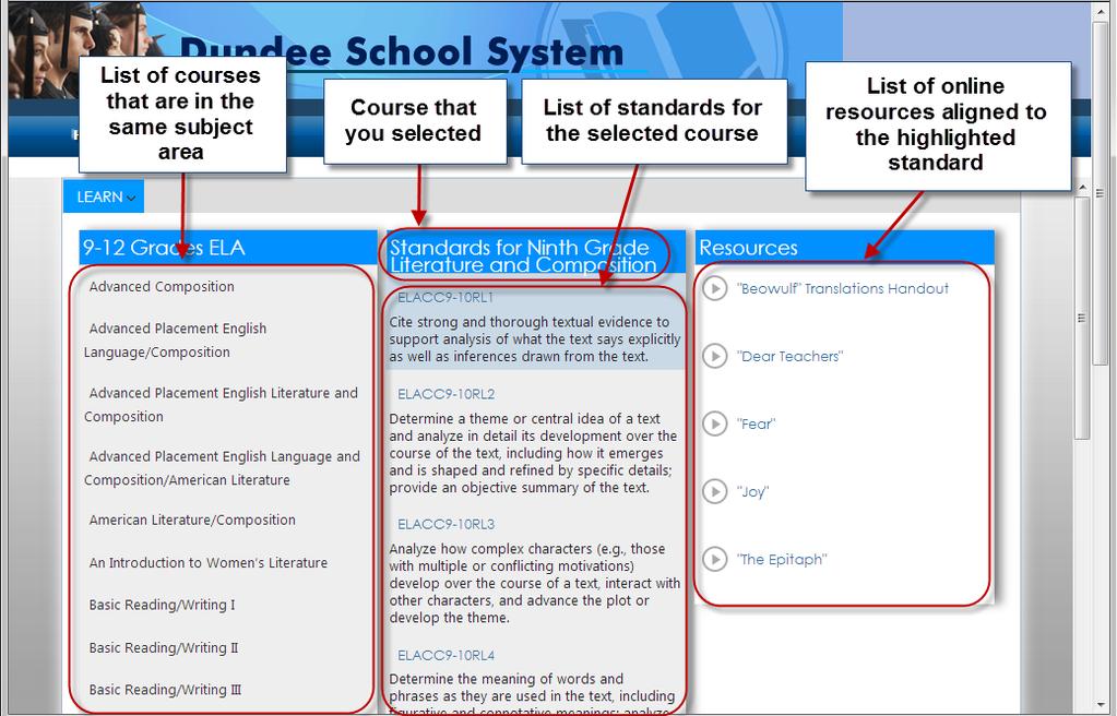 SLDS Parent Portal Guide 22 Notice that the standard that is selected will be highlighted in
