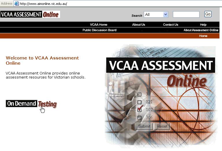 2.1 Logging On Section 2 The Central Server The VCAA Assessment Online Central Server is where School Administrators and Teachers can go to search, preview and download On Demand Tests.