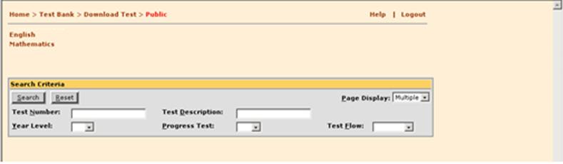 2.2 Searching for Tests 1. To display the available tests go to: Test Bank Download Test Public (see Figure 2.