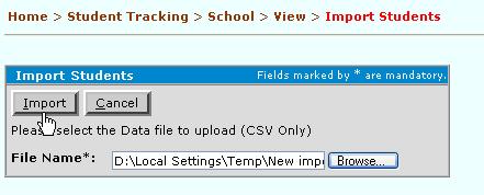 Figure 3.20 The Choose File Screen. 6. Select the desired CSV file and click on the [Open] button.