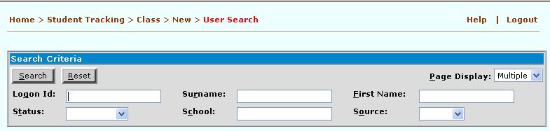 Figure 3.29 The User Search screen. 4. Either enter the teacher s ID or click on the [Search] button to list all the teachers.