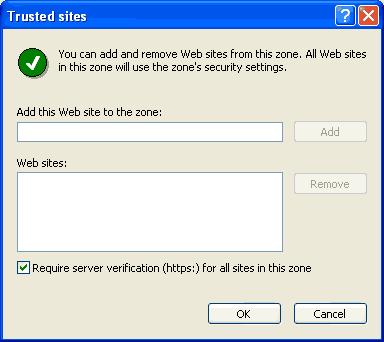 Figure 5.9 The Trusted sites screen 4.