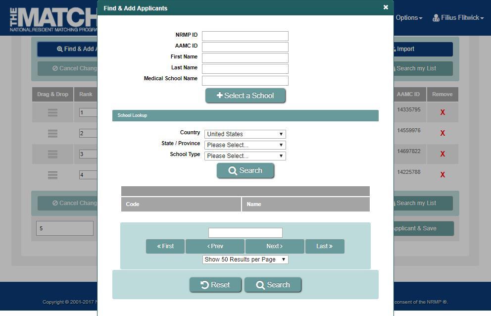 Adding an Applicant Using Find & Add Applicant Button, Continued: In addition to the ID and Name search fields, you also can