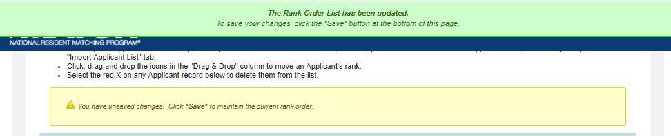 Entering a Program Rank Order List by Importing Applicants from a file, Continued: 13 