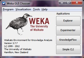 Figure 4: Weka Home GUI It also provides a GUI on supporting systems, which