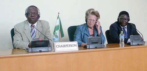 Visit to African Union Commission Left to right: HE Commissioner Jean Pierre Ezin, Helena Nazaré, EUA Vice President and Olusola Oyewole, AAU 9.