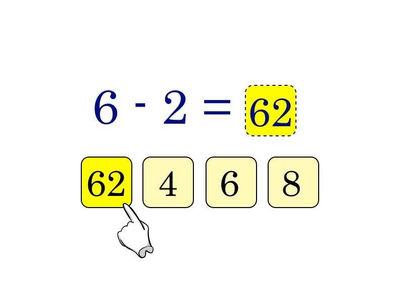 (a) (b) (c) (d) Figure 1. Example from the CPAA assessment tool. The initial question is a simple subtraction problem: 6 2 =?