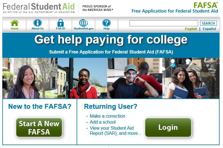 Completing the FAFSA FAFSA = FREE Application for Federal Student Aid Complete online at fafsa.gov School Code: 008815 NEW!