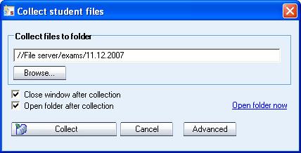 To change the folder, click on the Browse button. To collect the student recordings, click Collect.