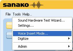 information on using the Voice Insert mode, see the Voice Insert section under Player and Files.