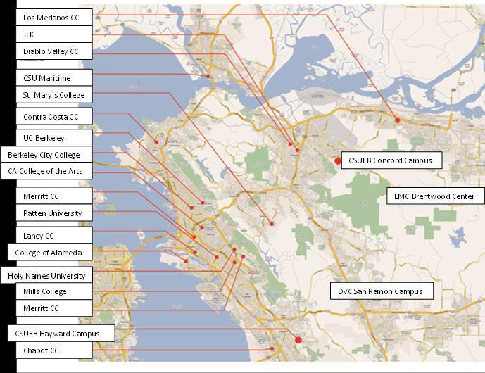 Access to Institutions of Higher Education As the map at right shows, Contra Costa County is