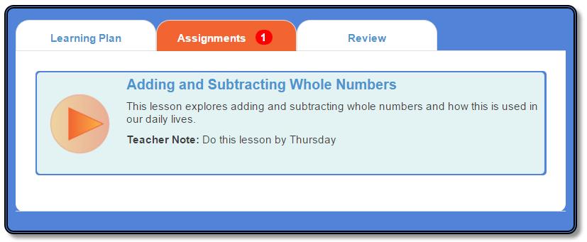 Click on Add an Assignment or Assign a Practice Test under Teacher Assignments on the right to assign lessons.
