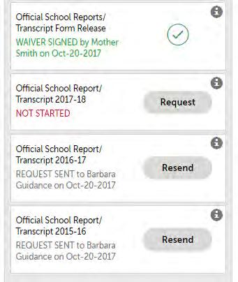 Official School Reports/Transcripts If you have not reached the first marking period of your current school year, you may wait to assign that specific report request until