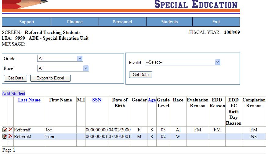 Referral Tracking - Cycle 7 Application 1. Click on Students. 2.