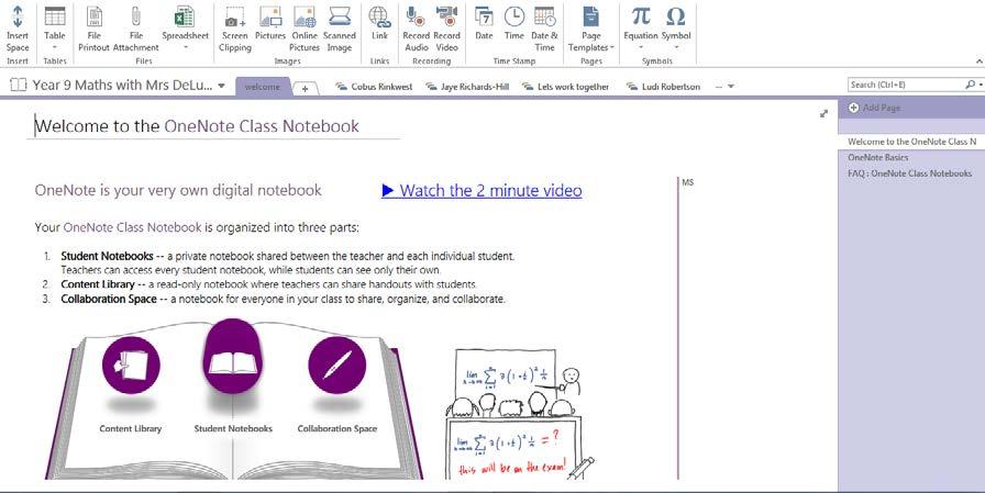 She sees that OneNote has Math symbols and equations built in and supports handwriting to text - perfect for tablets which can be used with a stylus.