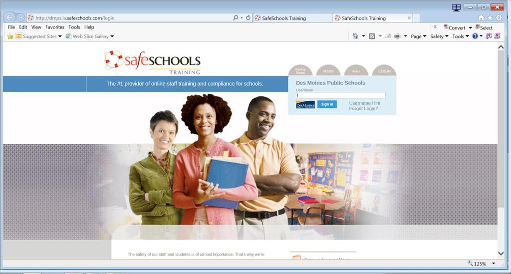 district webpage and selecting Safe Schools (1) Enter