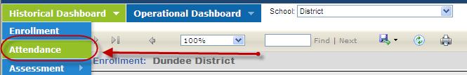 Attendance Dashboard SLDS District/School Dashboard User Guide 29 When selecting the Attendance option from the drop-down menu, you will be able to view the