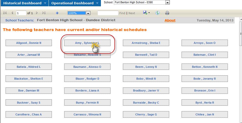 SLDS District/School Dashboard User Guide 57 This will display a list of all the teachers in the school. Click on a particular teacher to view that teacher s dashboard.