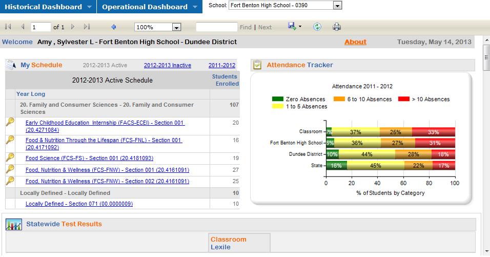 For more information about the SLDS Teacher Dashboard, please access the SLDS Teacher Dashboard Guide on the SLDS Contact and Connect Page.