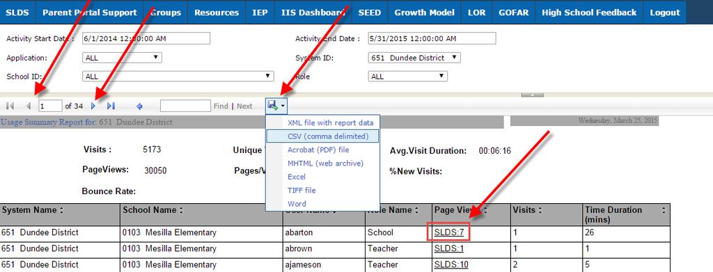 SLDS District/School Dashboard User Guide 62 Your report will be generated within the same window.