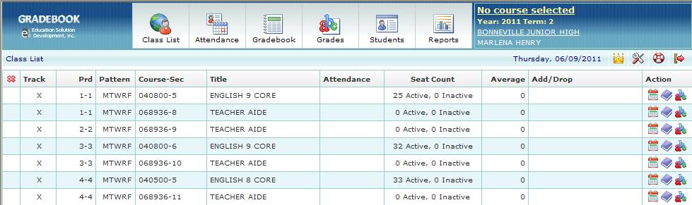 Attendance On the Function Bar, use the Course Selector to select the class for which attendance will be taken, and click Attendance.