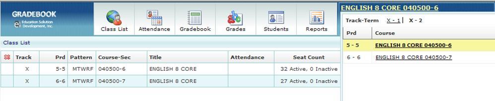 Accessing Specific Class Information Course Selector Feature On the Function Bar, the current class selected is displayed to the far right.