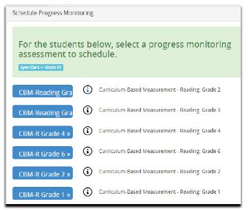 Adding a second progress monitoring measure ADD OFF GRADE LEVEL PM MEASURE This may be assigned when a student is performing far enough below grade level that the grade level measure will not produce