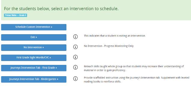 Scheduling a NEW intervention (student needs to exit one intervention and enter a new one) 1- Choose the One Click Reports function- choose any appropriate report to find student.