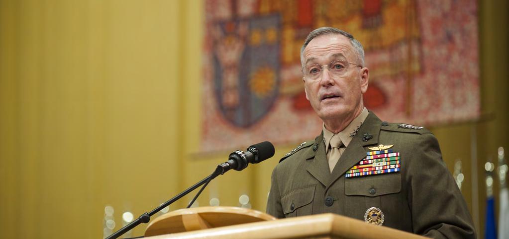 Chairman of the Joint Chiefs of Staff, General Joseph F. Dunford Jr., class of 1977 speaking at commencement in 2017.
