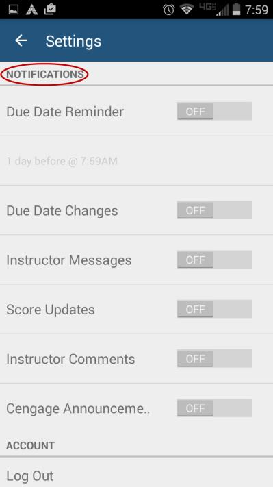 Function Tap settings to update Notifications.