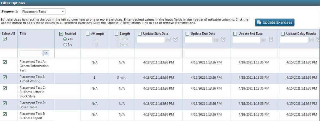 Directions for Enabling Tests in the Software In the GDP Course Manager, navigate to the Scheduling Section, Scheduling tab.