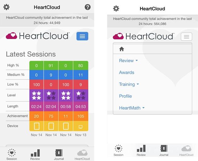 Select the HeartCloud tab to connect and view your Sessions, Goals and Achievement scores.