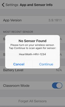 Close Settings On Session View, tap start The app should find your sensor and