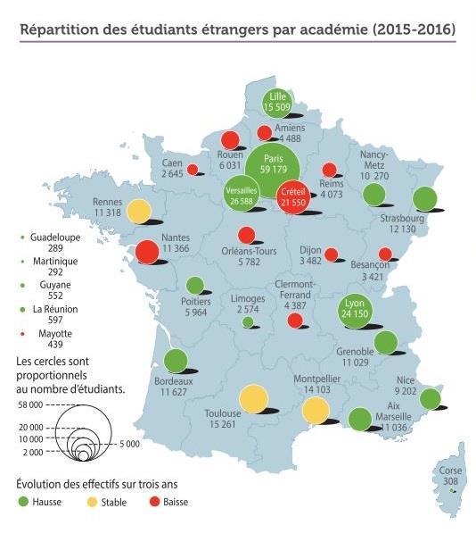 of origin of international students in France Country of