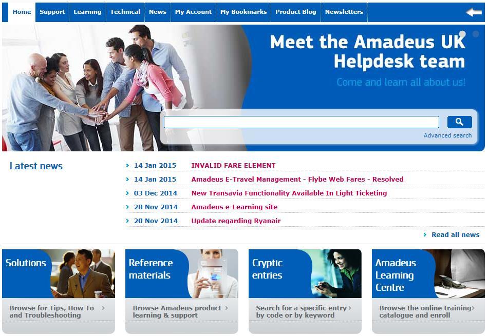 Navigating through Amadeus Learning Centre You can access the Learning Centre directly from the e-support