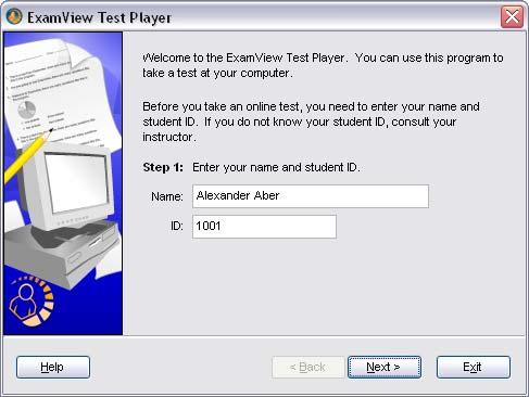 Take a Test with the Test Player For tests that you administer on your local area network (LAN), students must use the ExamView Test Player to take the test.