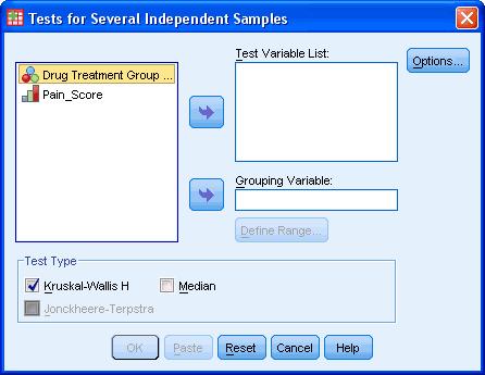 Published with written permission from SPSS Inc, an IBM Company. 3. Transfer the dependent variable that you are interested in analyzing into the "Test Variable List:" box.