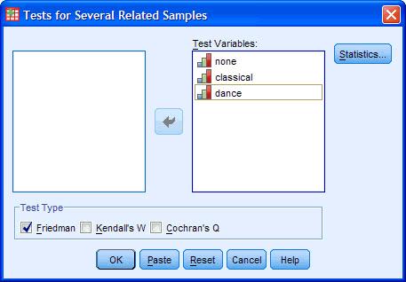 "Descriptives", hence why you are running a non-parametric test. However, SPSS includes this option anyway.