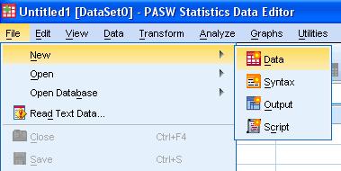 Otherwise, if SPSS is already open then click File > New > Data as shown