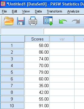 Recoding Variables in SPSS (cont...) Recode a given range Example: The data given below represents the scores of 10 students in a final examination.