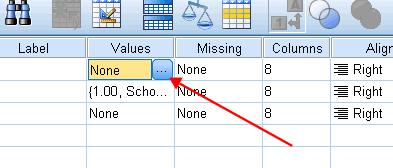 To define the type of data contained in the column (e.g. characters, strings, numbers etc.) click on the appropriate row in the Type column.