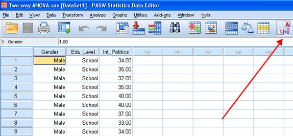 Published with written permission from Entering Data in SPSS 8 The "one person, one row" Rule SPSS sets out its data in a spreadsheet-like manner.