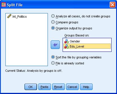 Published with written permission from SPSS Inc, an IBM Company. 3. Click the radio option, "Organize output by groups".