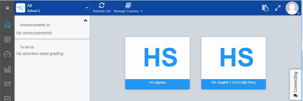 You can also select Change Theme to change the color theme and background for the system. Teacher Home Page The Teacher home page displays as below.