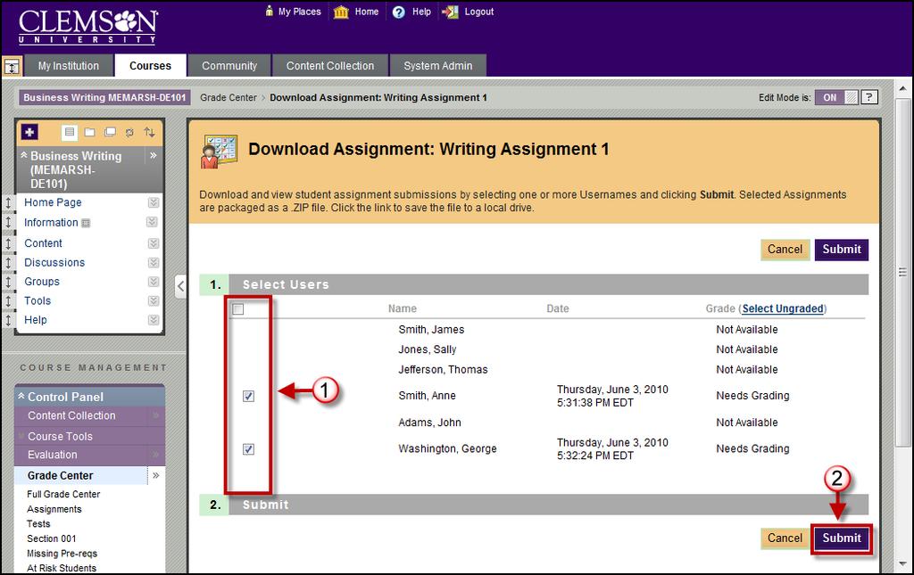 The Download Assignment page is displayed. 5.