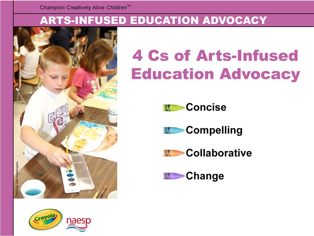 Introduce the 4 Cs of Arts-Infused Education Advocacy.