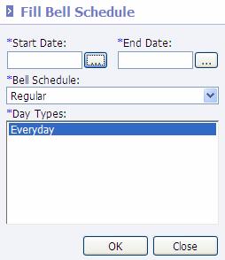 Calendar Day Types and Bell Schedules must be assigned to the calendar. To do so, go to School/District School. Search for and select to View the school. Click the Acad. Session tab.